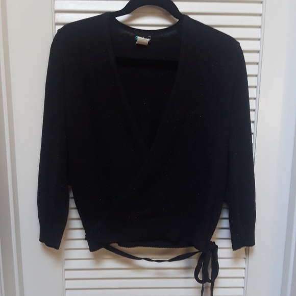 Coolwear Wrap Around Black Sparkle Sweater Large - Picture 1 of 8